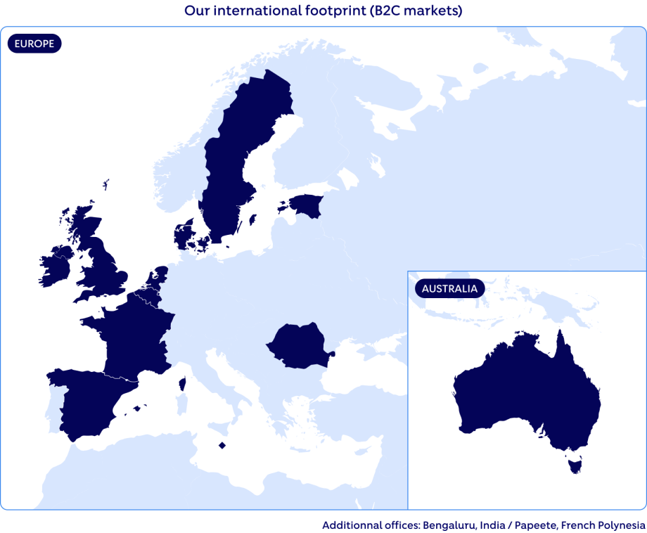 Map with countries of FDJ UNITED